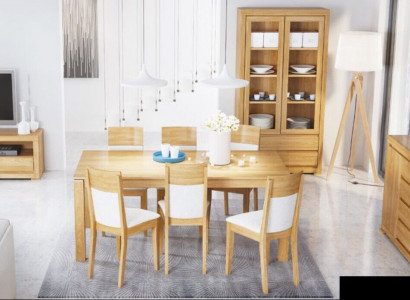 Dining table wood chairs 6x armchair group dining room chair set table new set